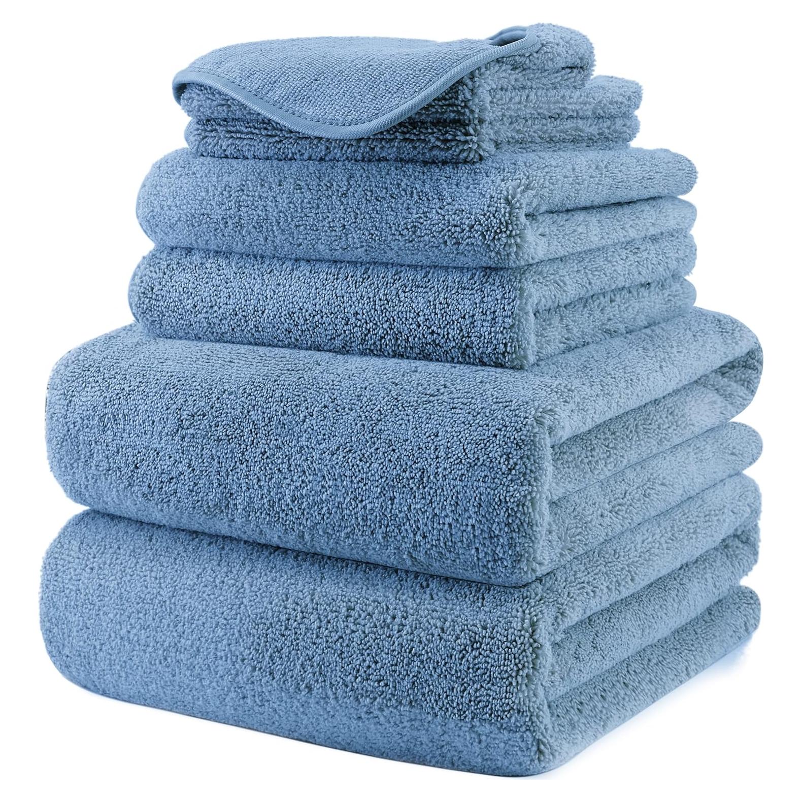 Toallas de Baño Microfibra POLYTE 6 Piezas 152x76 cm Azul