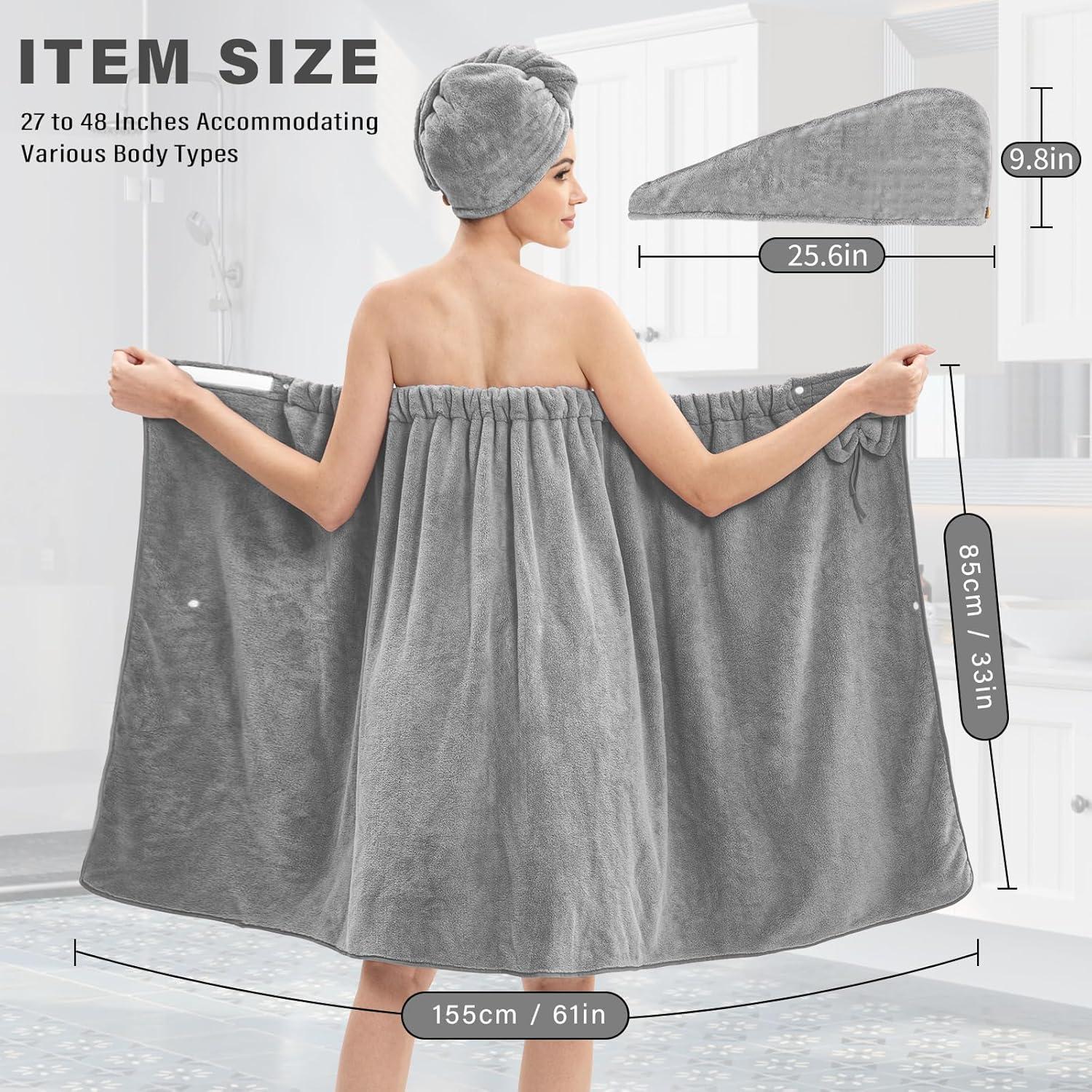 Toalla Envoltura de Baño HJMJY Microfibra Gris L-XL