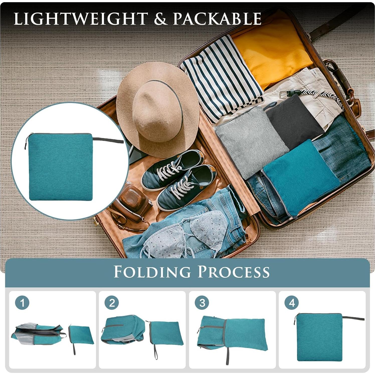 Mochila de Senderismo Plegable 20L Unisex Azul Pavo Real