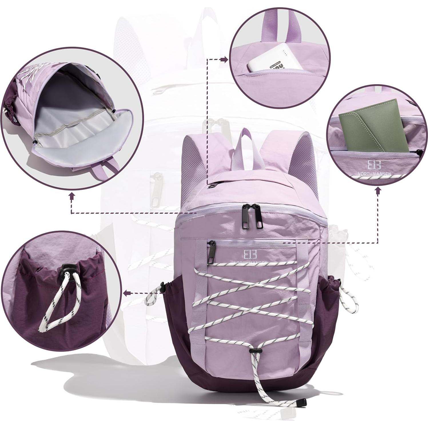 Mochila de senderismo ligera 20L para mujeres - Púrpura