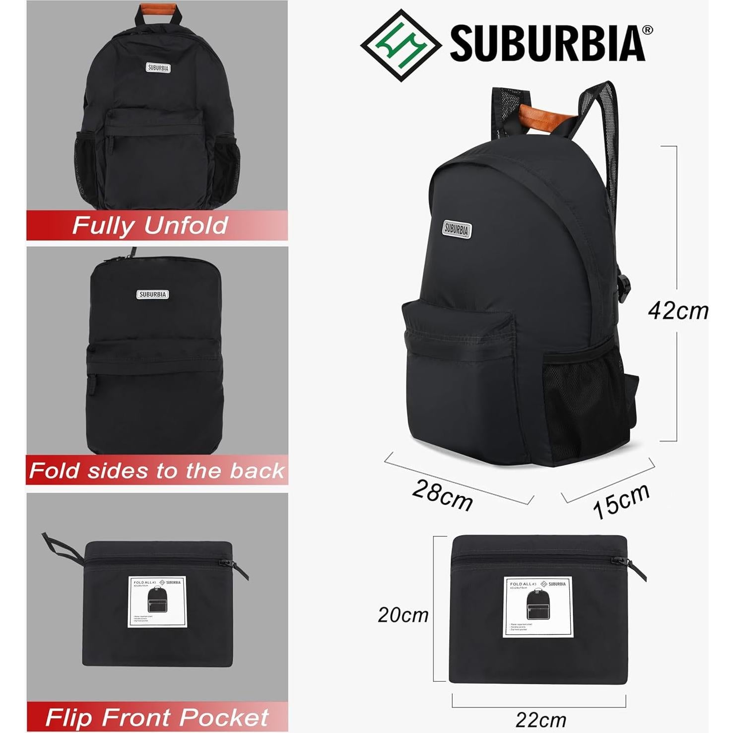 Mochila Plegable SUBURBIA 18L Resistente al Agua Gris Oscuro