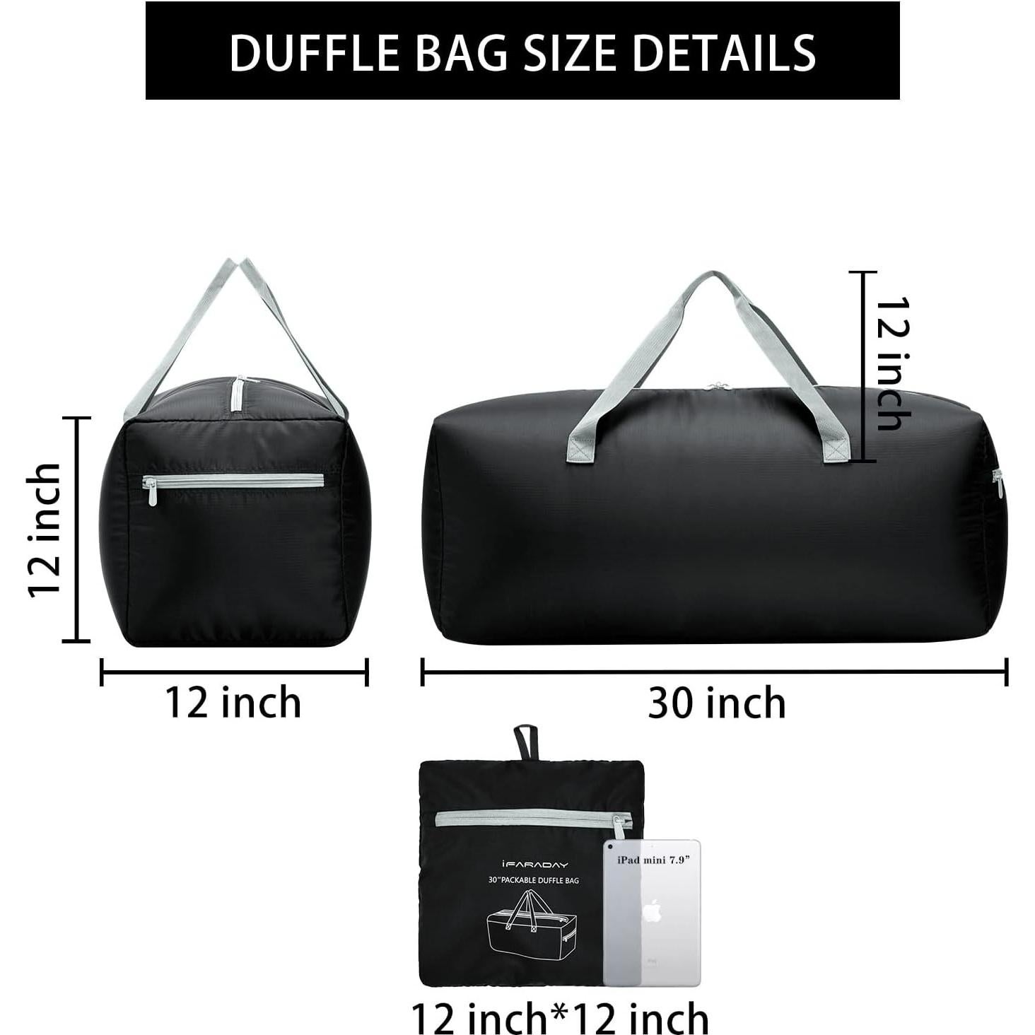 Bolsa de viaje plegable IFARADAY 75L resistente al agua - Negro