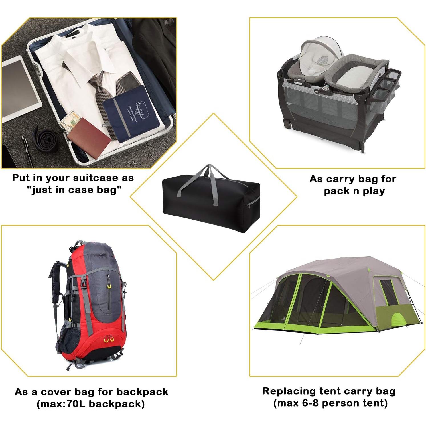 Bolsa de viaje plegable IFARADAY 75L resistente al agua - Negro