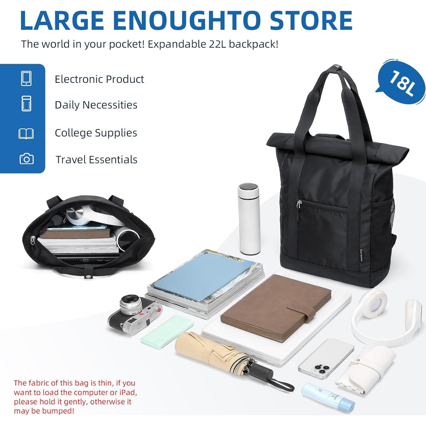 Mochila Tote Convertible Plegable GOLF Nylon 21.9L Negra