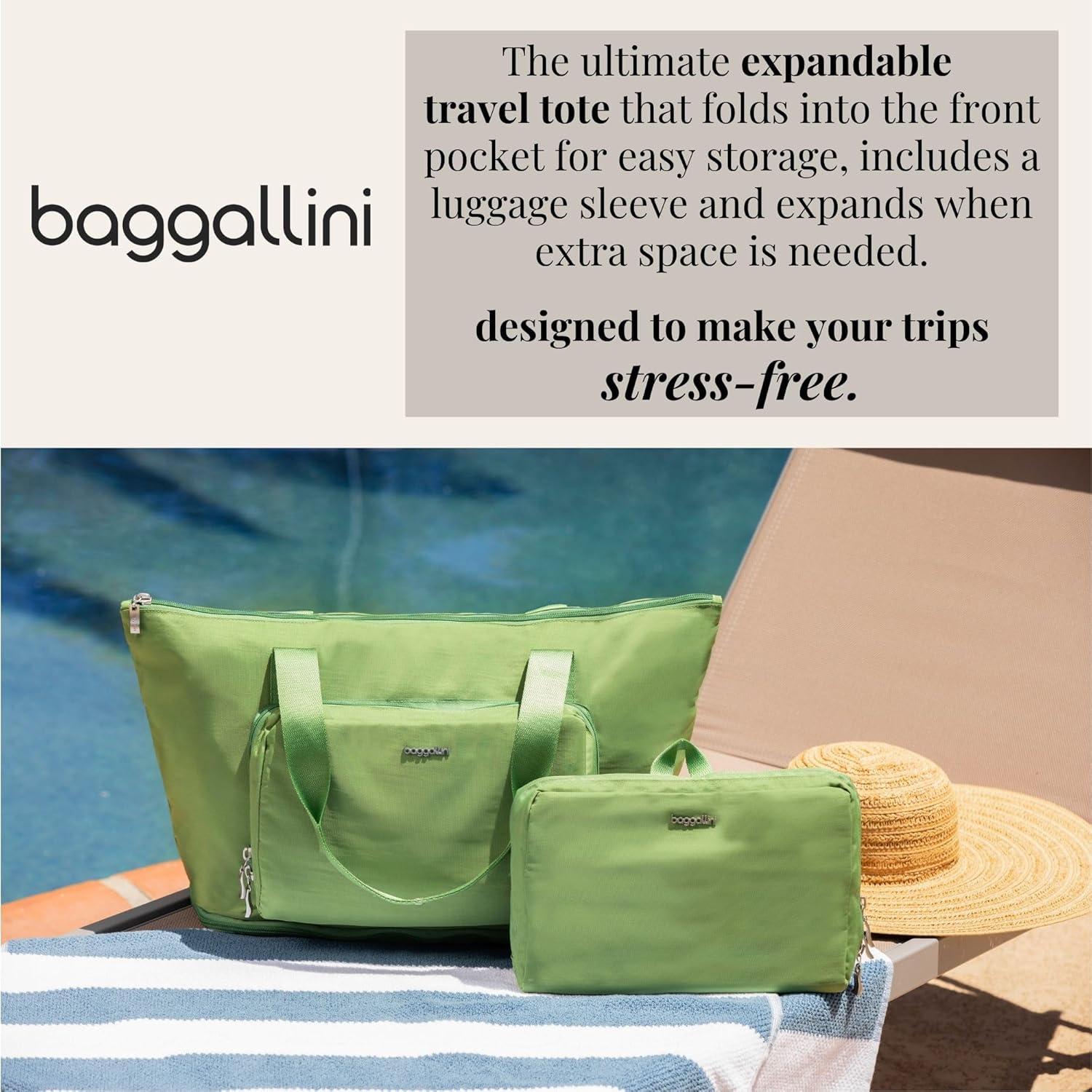 Bolsa Tote Expandible Baggallini 56 cm Nylon Lavable Negro