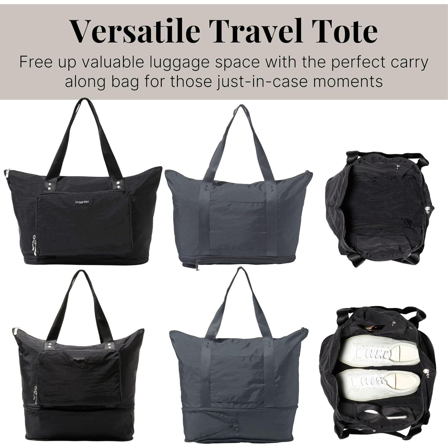 Bolsa Tote Expandible Baggallini 56 cm Nylon Lavable Negro