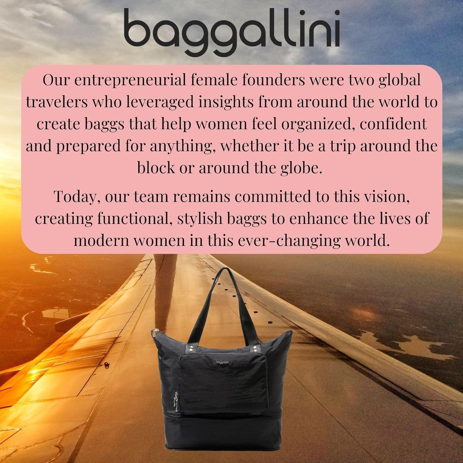Bolsa Tote Expandible Baggallini 56 cm Nylon Lavable Negro