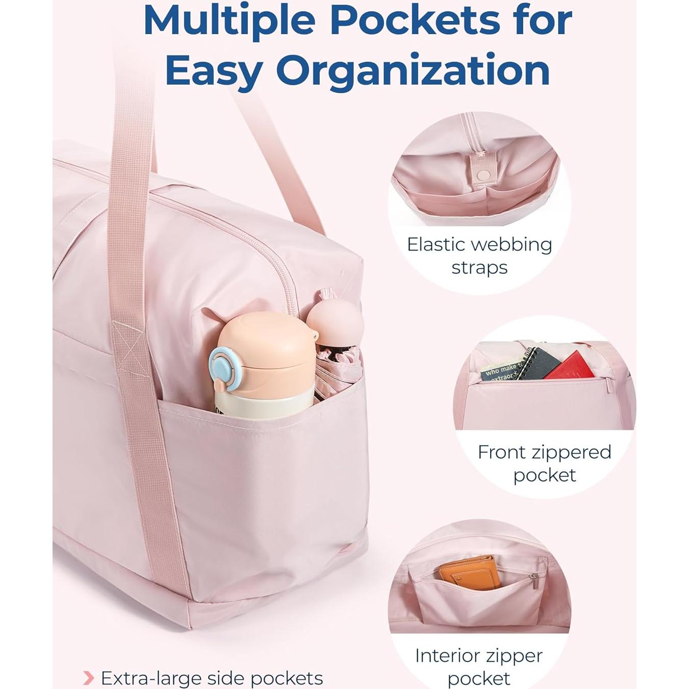 Bolsa de Gimnasio Plegable BAGSMART Rosa 23L Aprobada Aerolíneas