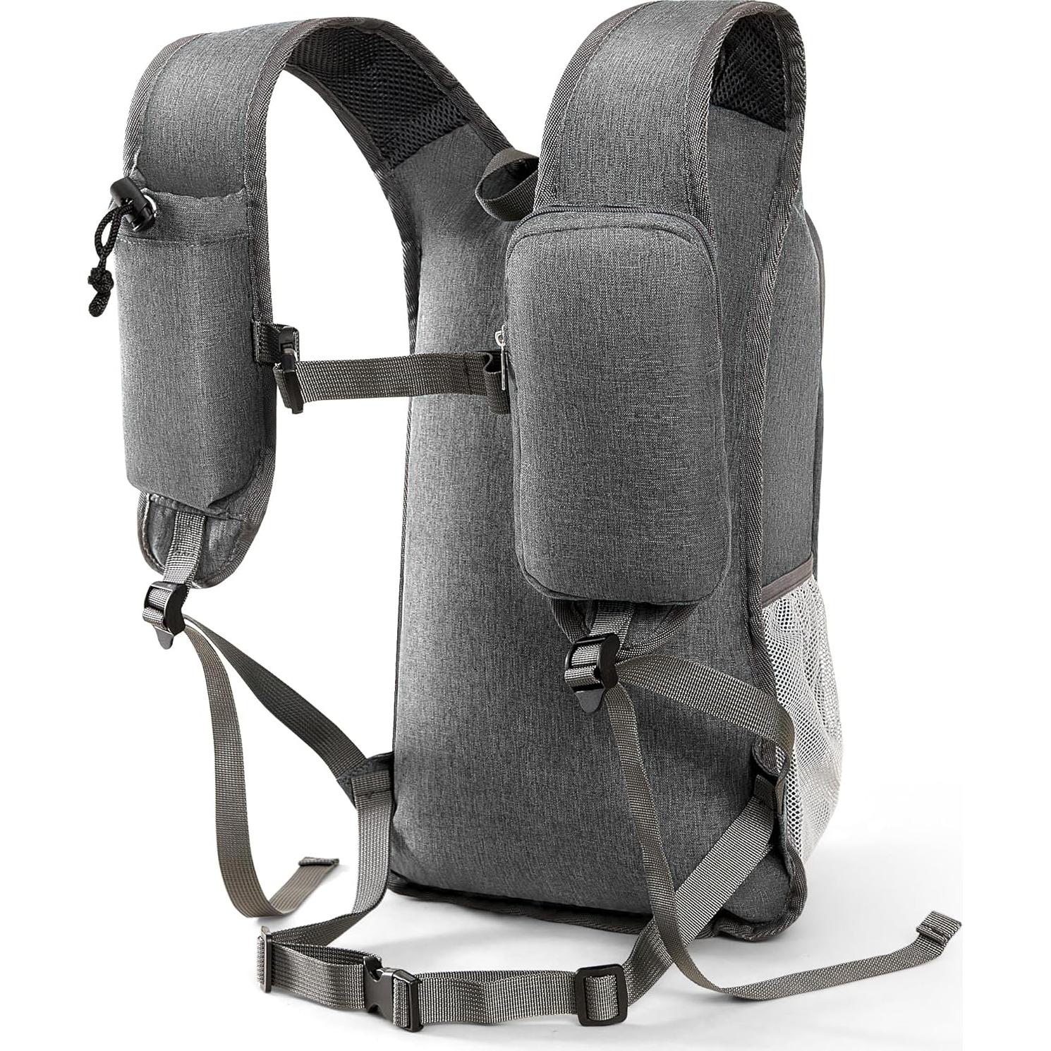 Mochila de Senderismo Plegable 15L Gris con Soporte para Teléfono