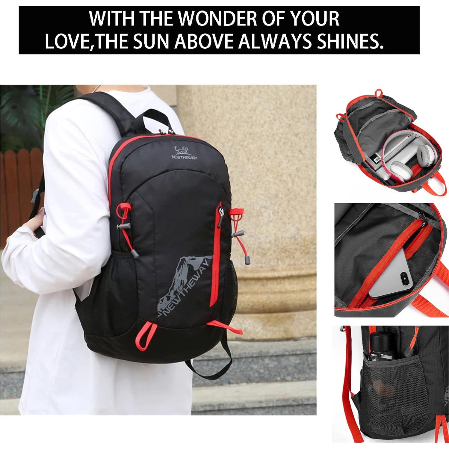 Mochila de Senderismo Lywencom 20L Plegable Impermeable Negra