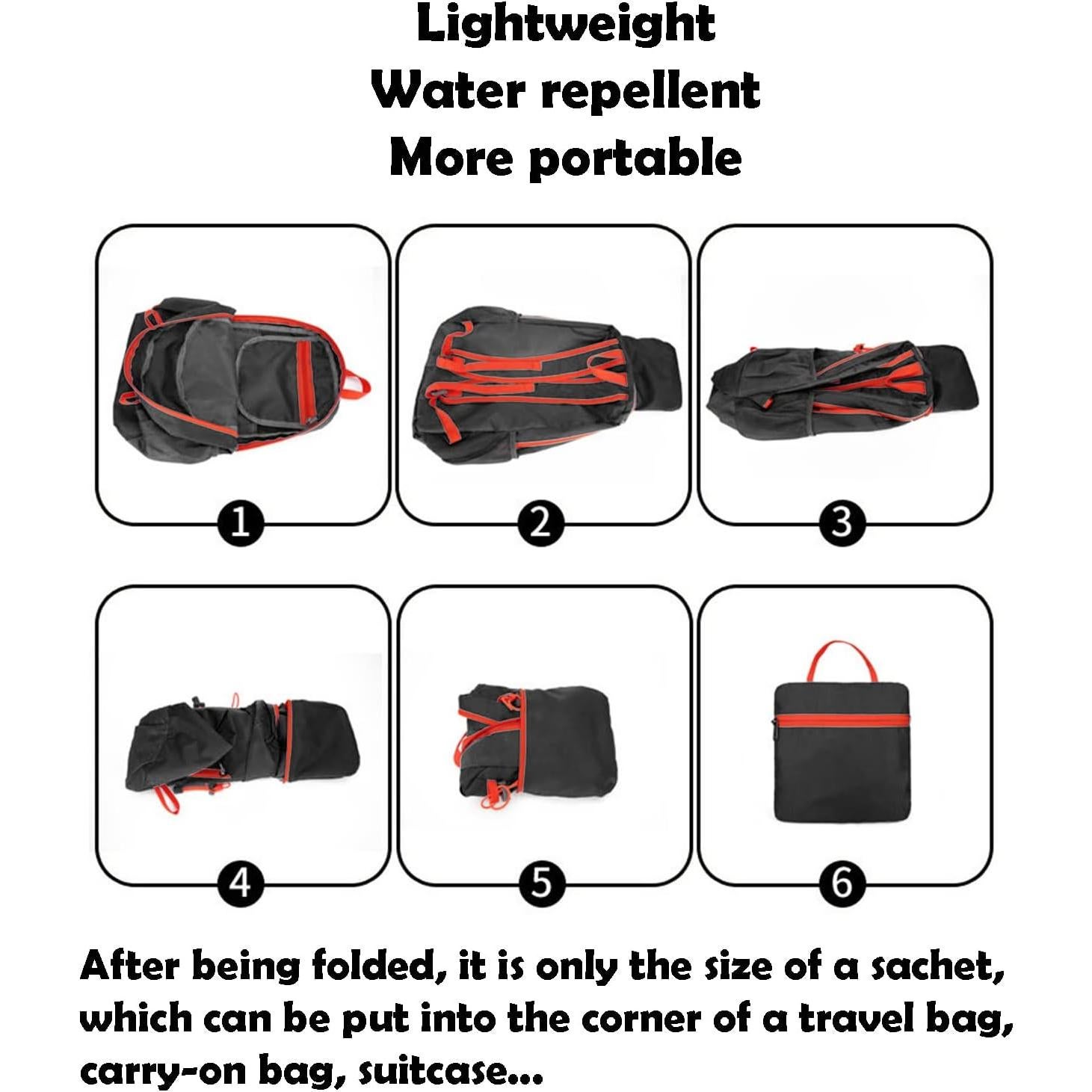 Mochila de Senderismo Lywencom 20L Plegable Impermeable Negra