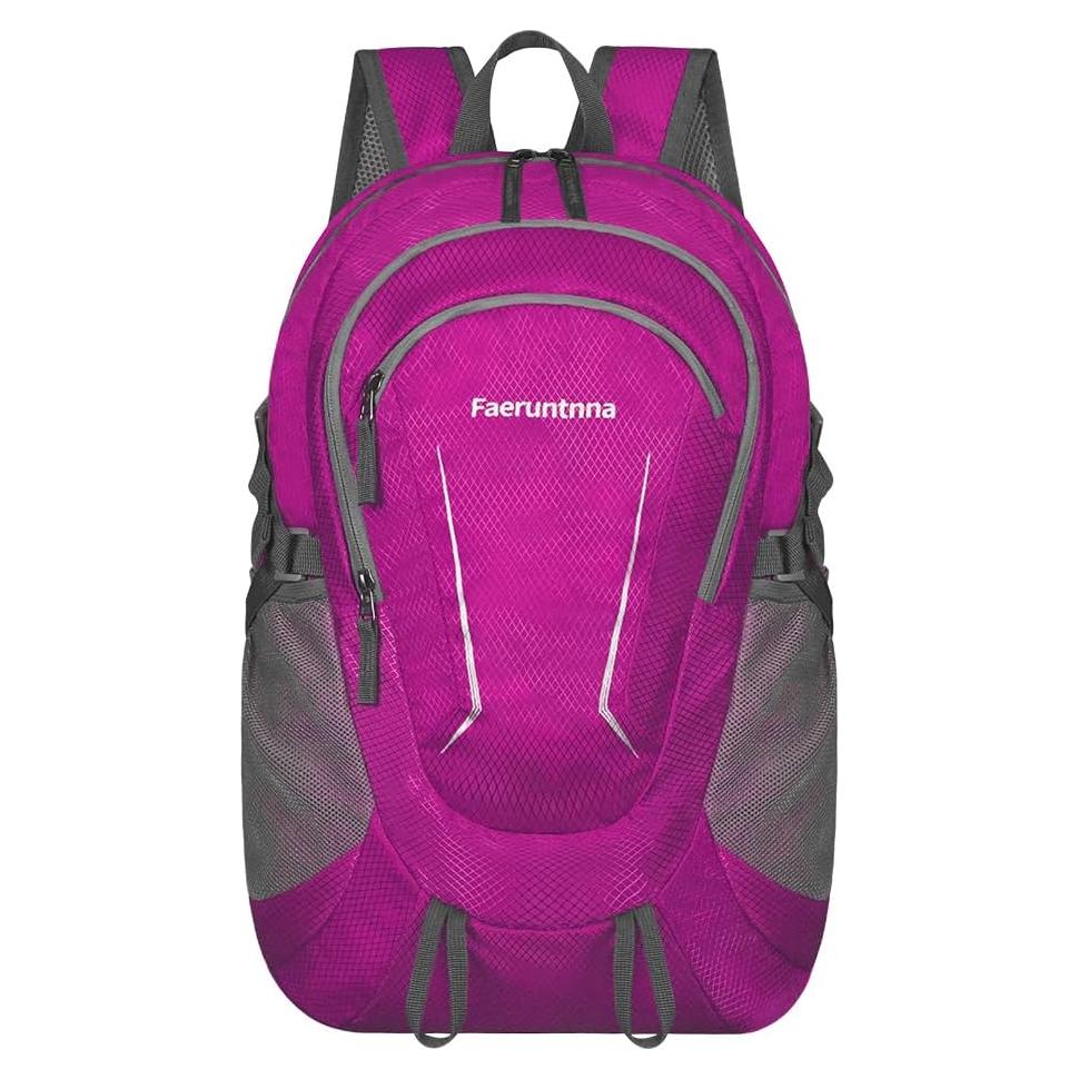 Mochila Plegable 30L Ligera Unisex Rojo Rosa para Senderismo