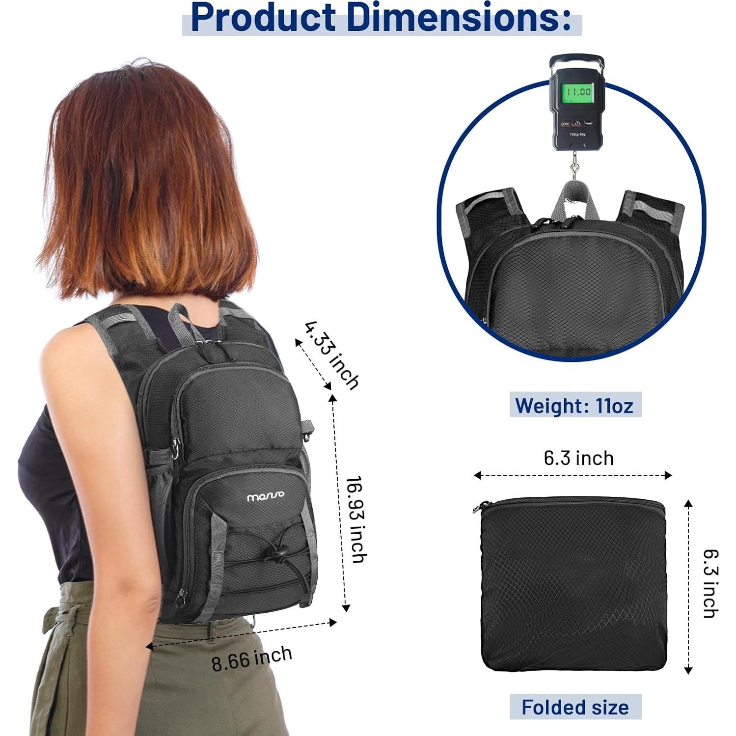 Mochila de Senderismo Mosiso 10L Plegable Impermeable Negra