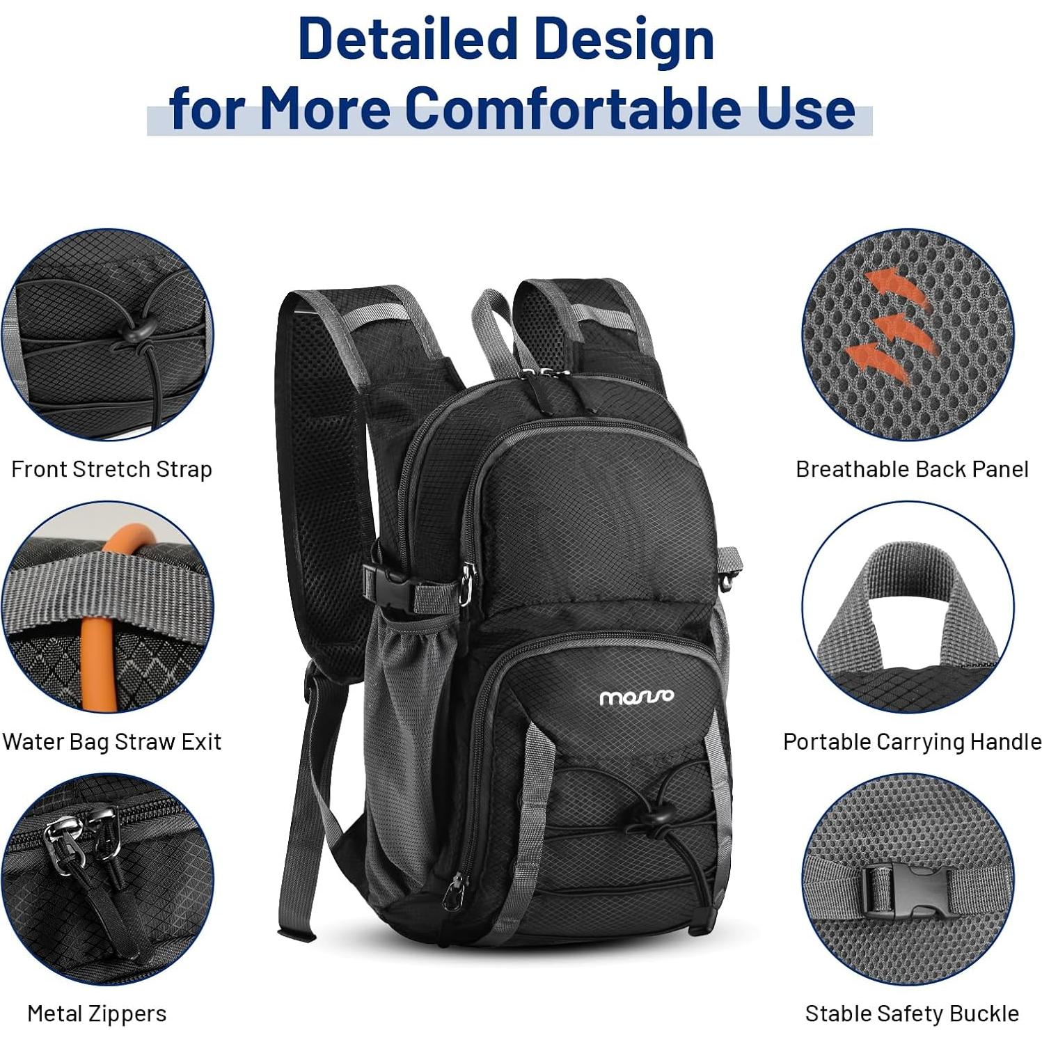 Mochila de Senderismo Mosiso 10L Plegable Impermeable Negra