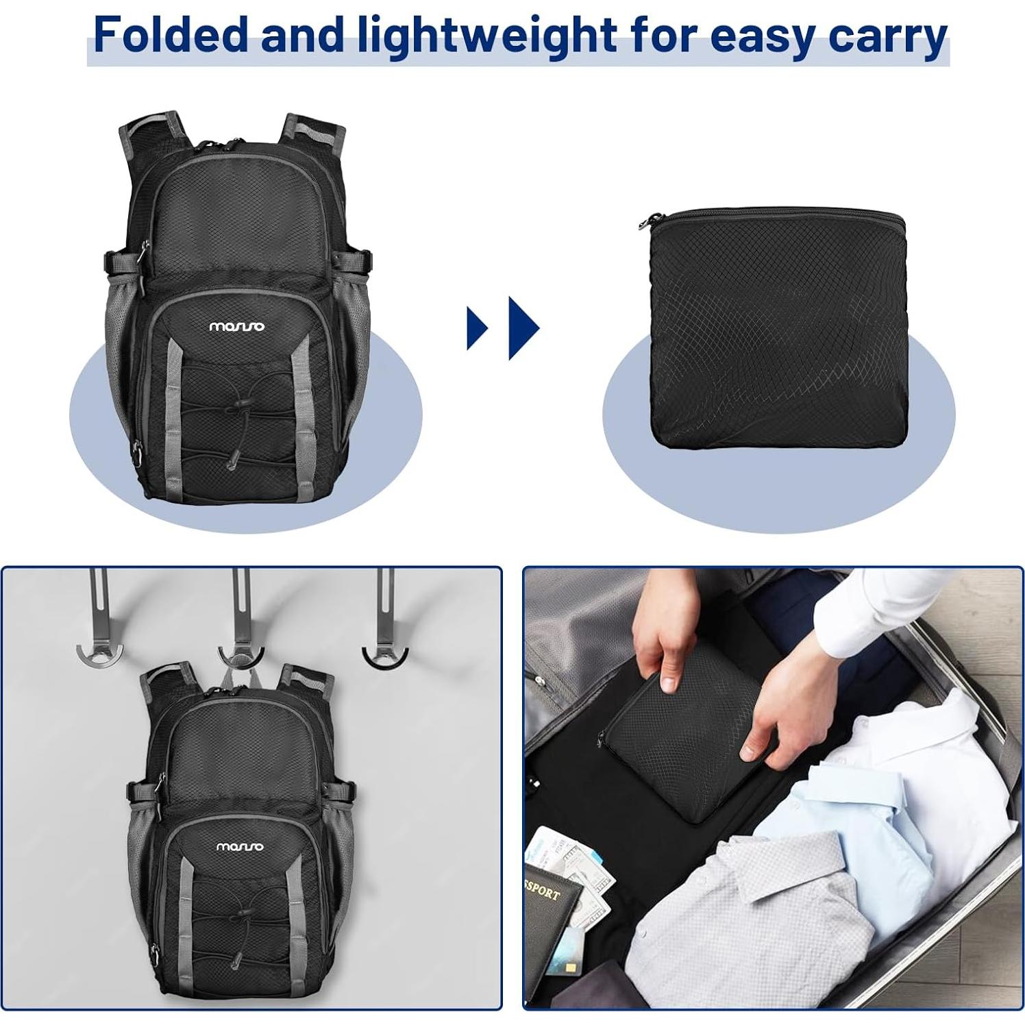 Mochila de Senderismo Mosiso 10L Plegable Impermeable Negra