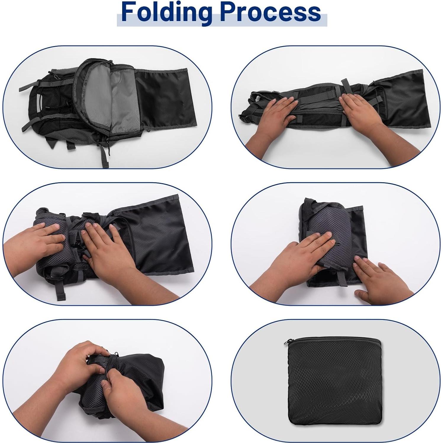 Mochila de Senderismo Mosiso 10L Plegable Impermeable Negra