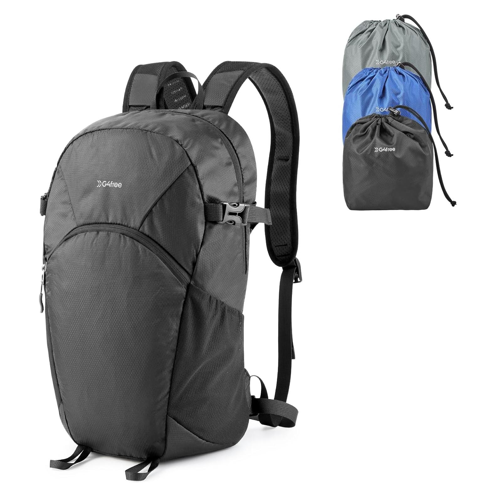 Mochila de Senderismo G4Free 25L Plegable Ligera Negra