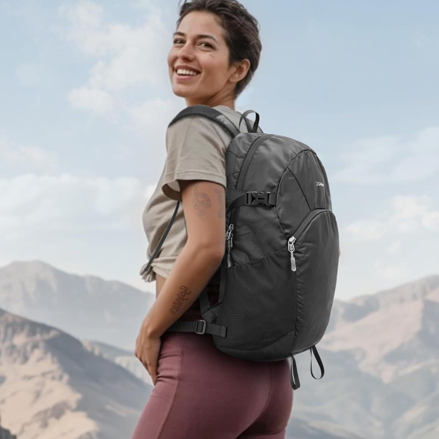 Mochila de Senderismo G4Free 25L Plegable Ligera Negra