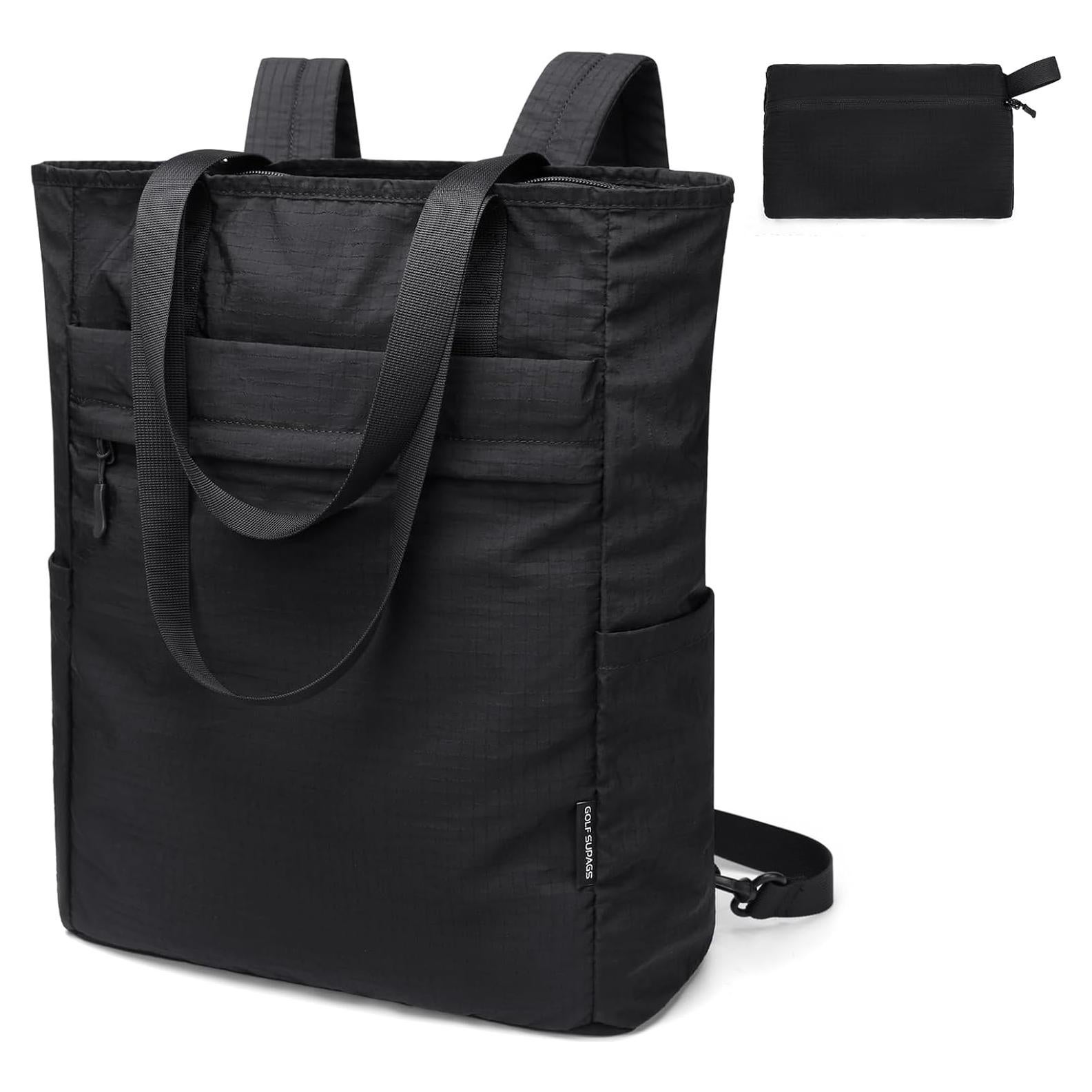 Mochila Tote Convertible GOLF SUPAGS Plegable Nylon 15L Negra