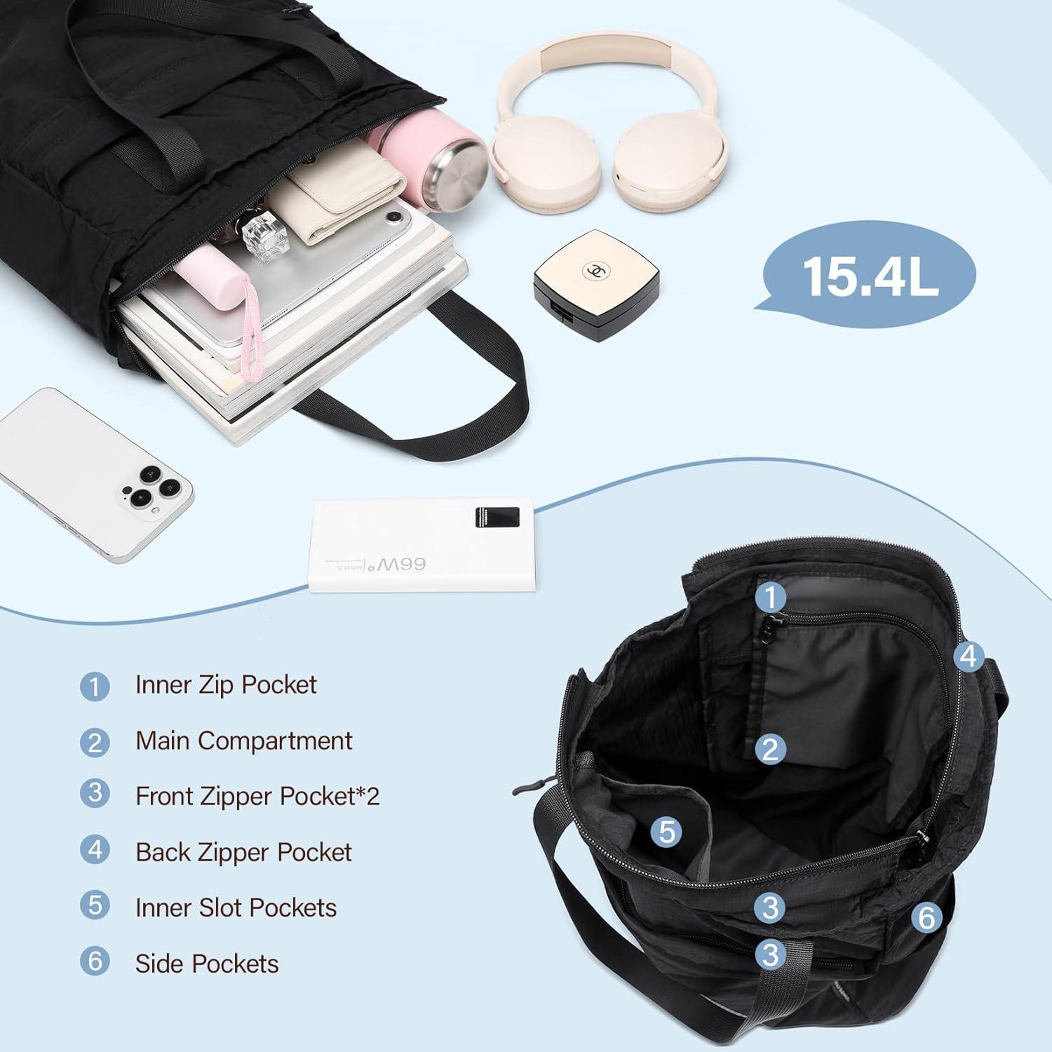 Mochila Tote Convertible GOLF SUPAGS Plegable Nylon 15L Negra