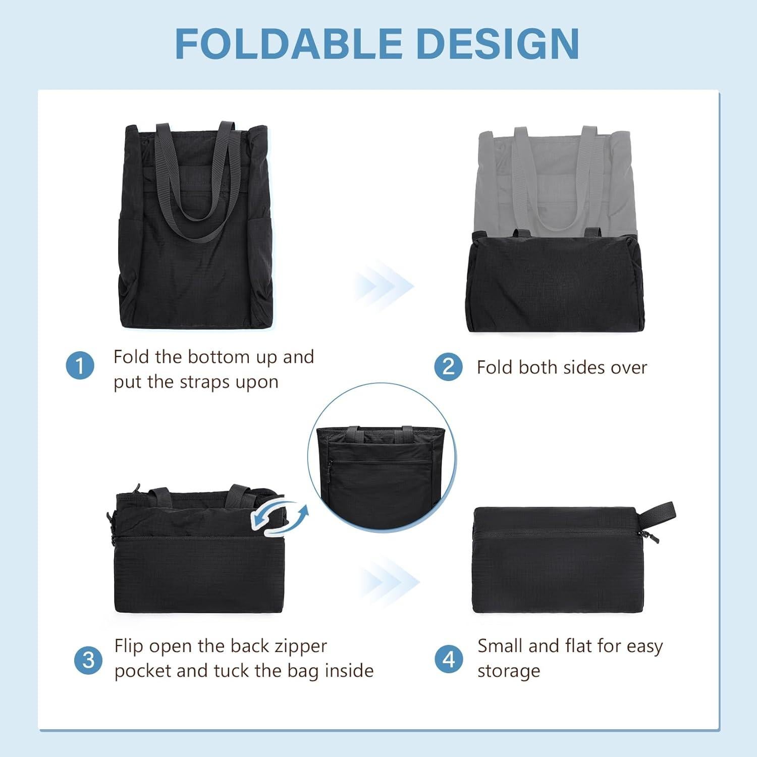 Mochila Tote Convertible GOLF SUPAGS Plegable Nylon 15L Negra