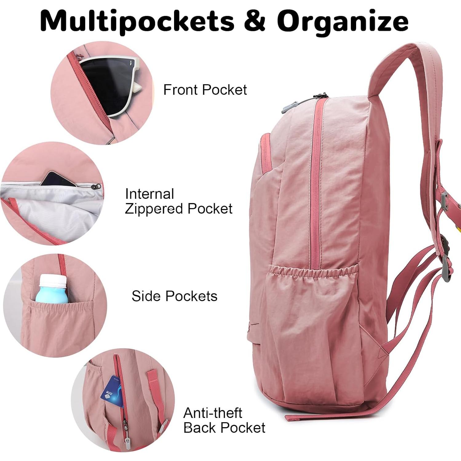Mochila de senderismo 25L Outplea rosa impermeable para mujeres