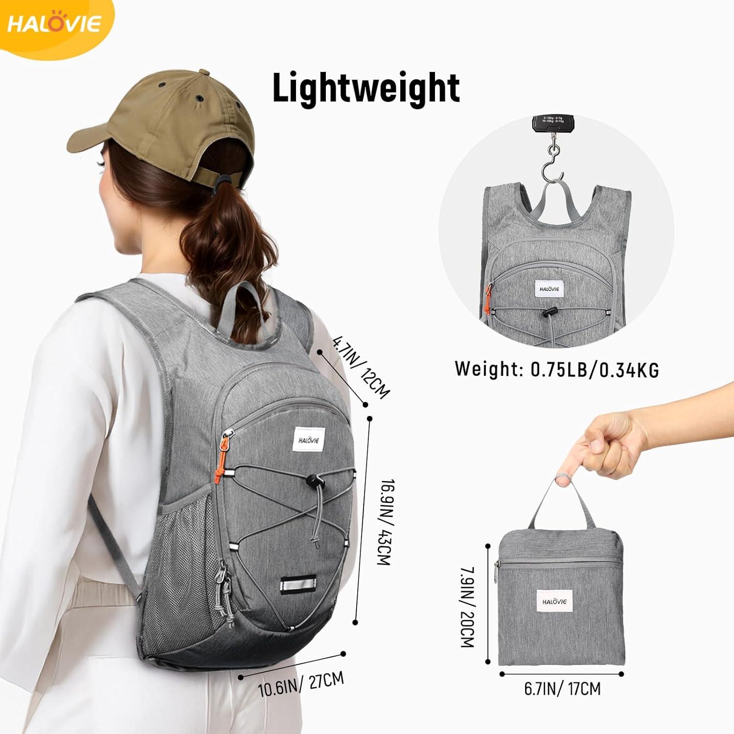 Mochila de Senderismo Plegable HALOVIE 15L Gris Claro