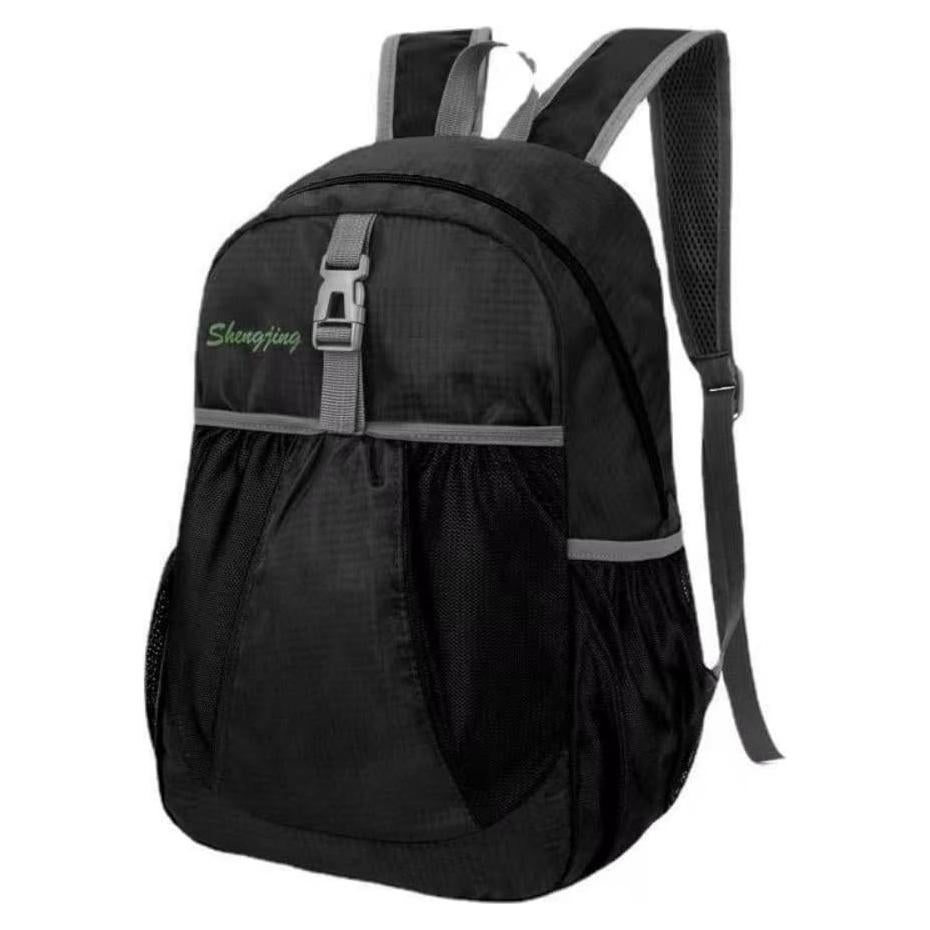 Mochila Plegable Impermeable 28L Negra para Senderismo
