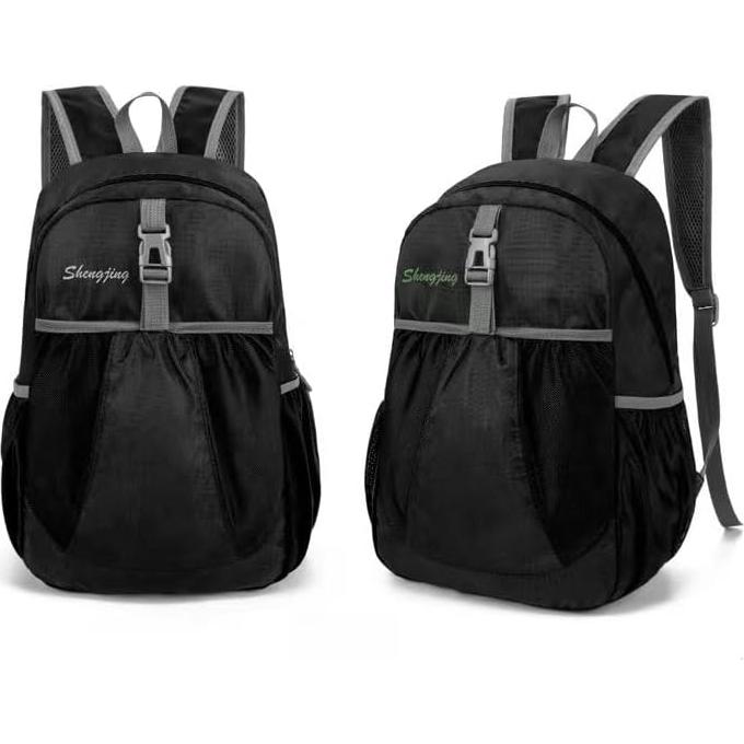 Mochila Plegable Impermeable 28L Negra para Senderismo