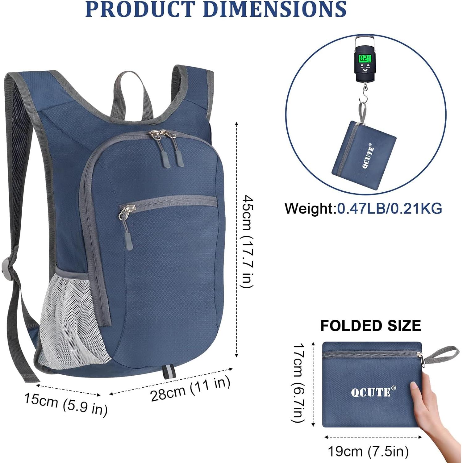 Mochila de Senderismo Qcute 15L Plegable Impermeable Unisex