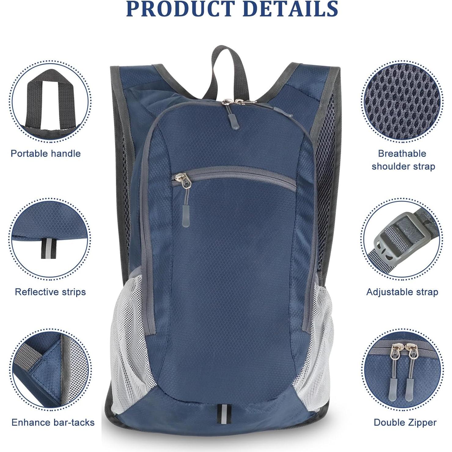 Mochila de Senderismo Qcute 15L Plegable Impermeable Unisex