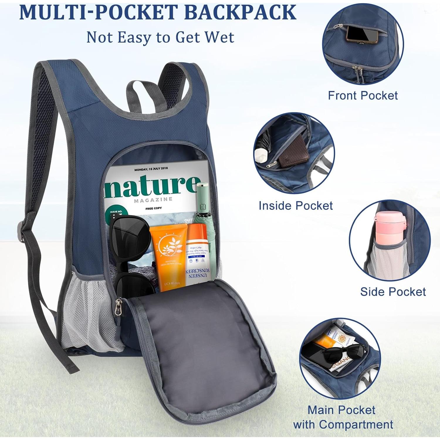 Mochila de Senderismo Qcute 15L Plegable Impermeable Unisex