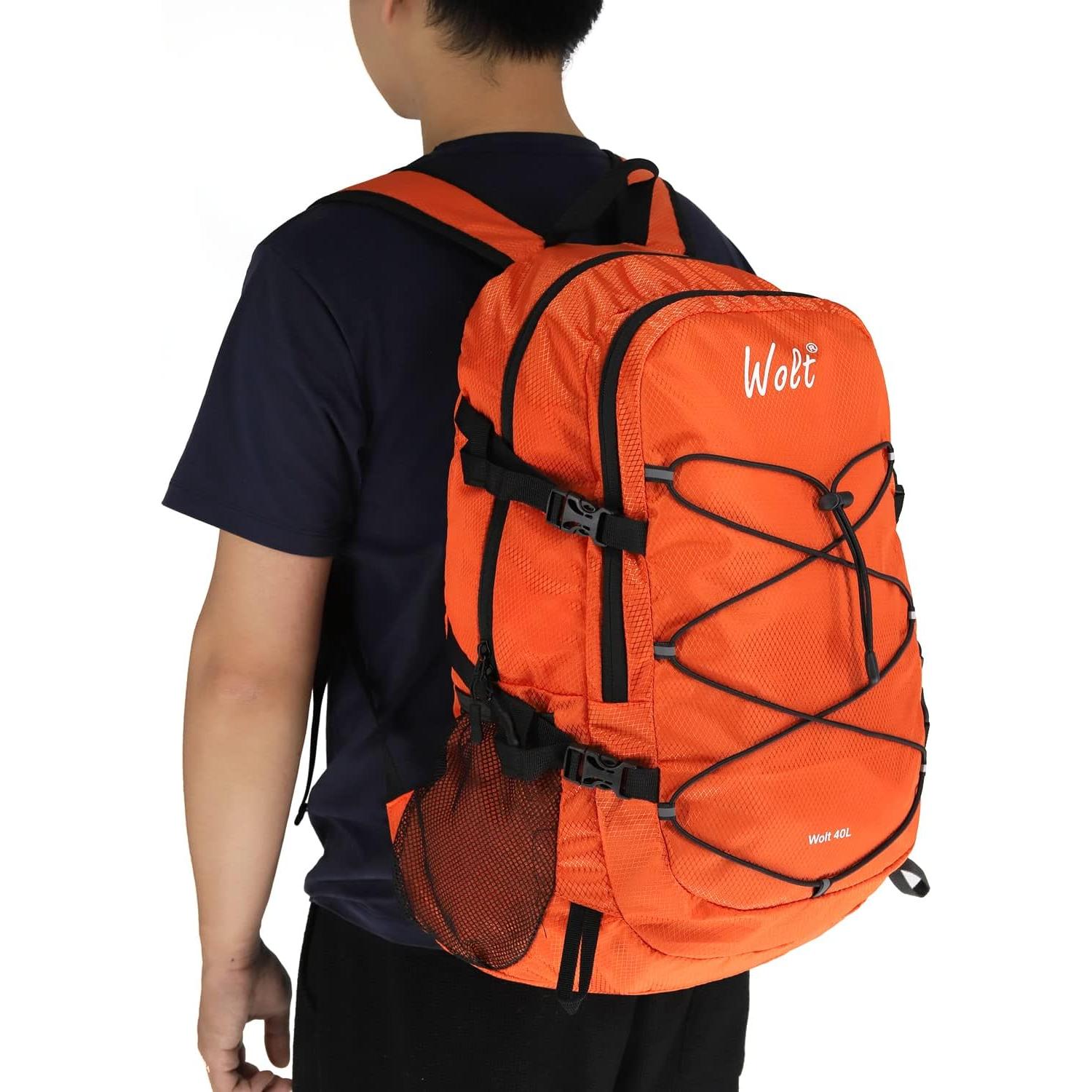 Mochila de viaje plegable WOLT 40L impermeable unisex naranja