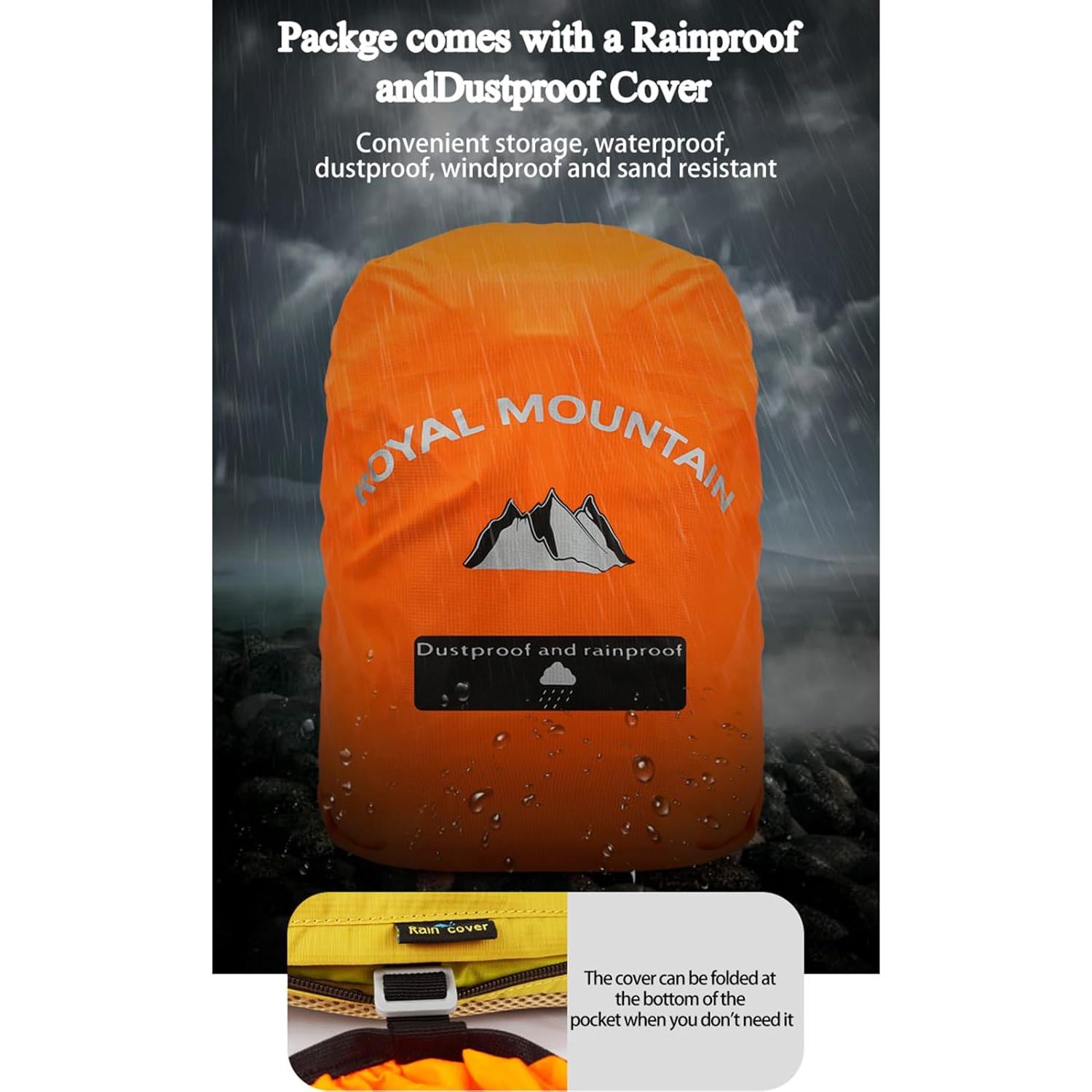 Mochila de Senderismo 30L ROYAL MOUNTAIN Amarilla Impermeable