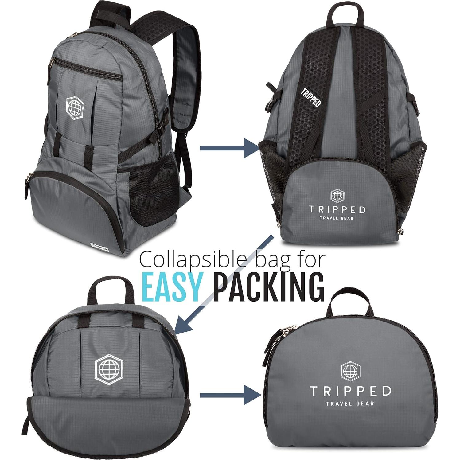 Mochila Plegable TRIPPED Travel Gear Gris Granito 35L Ligera