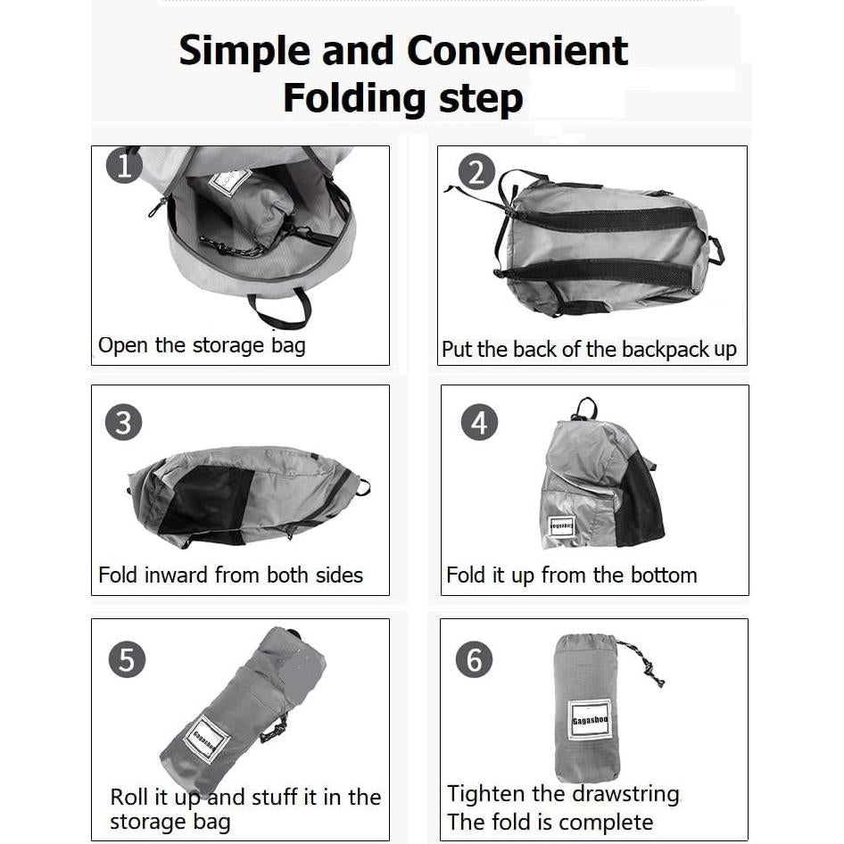 Mochila de Senderismo Plegable 15L Azul Oscuro Unisex