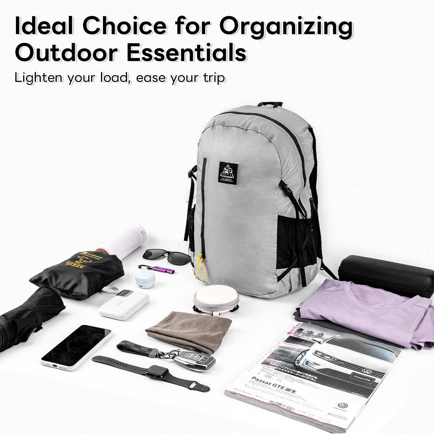 Mochila Plegable Impermeable 24L Nylon 20D Unisex Amarillo