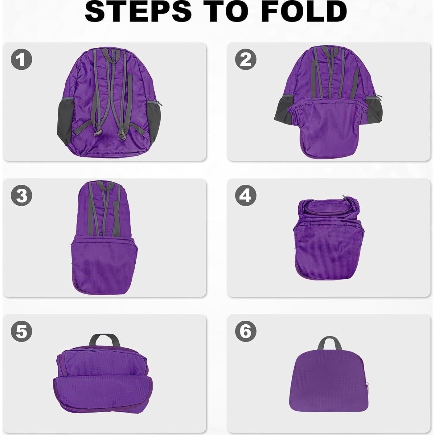 Mochila Plegable HOLYLUCK 20L Ligera para Senderismo - Púrpura