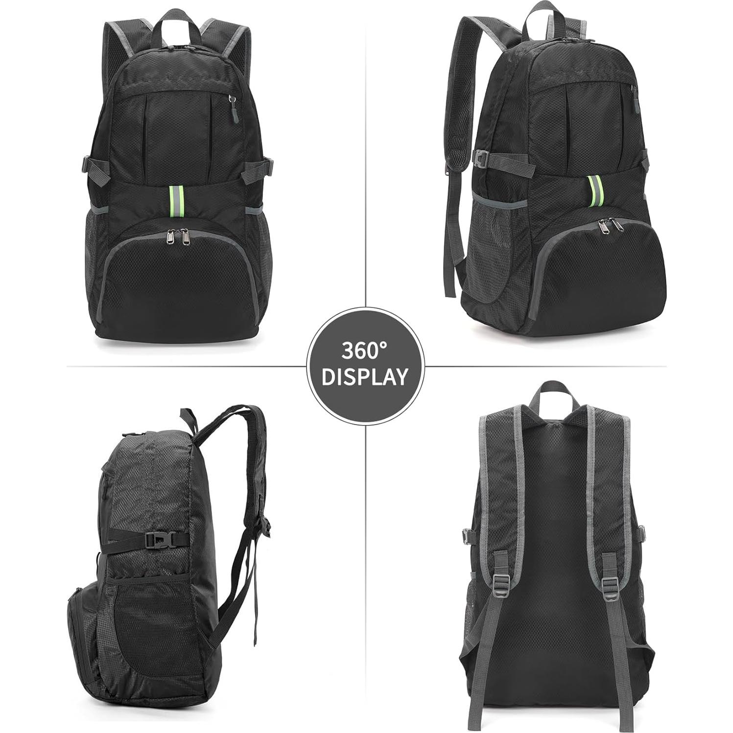 Mochila Plegable Yaopeing 25L Resistente al Agua Unisex Negra