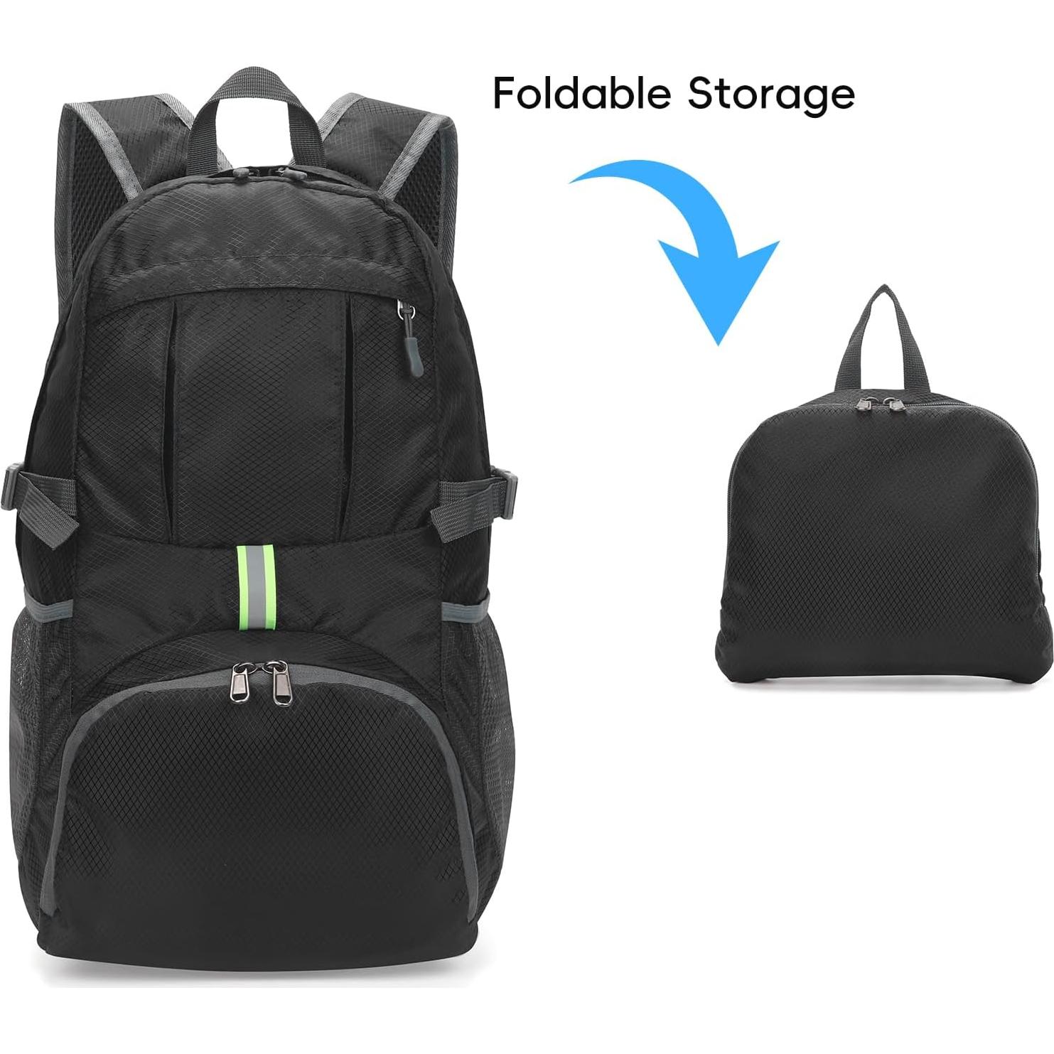 Mochila Plegable Yaopeing 25L Resistente al Agua Unisex Negra