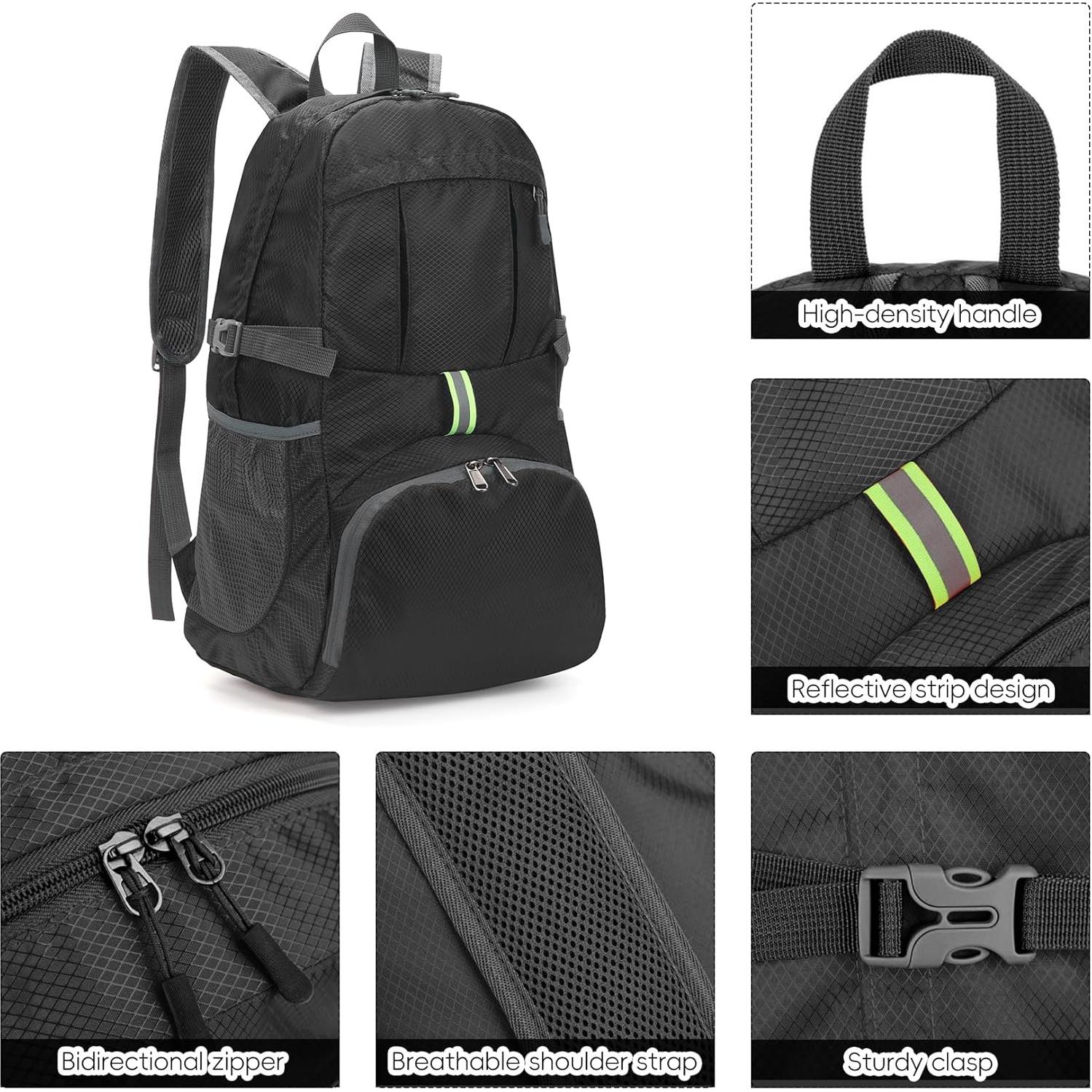 Mochila Plegable Yaopeing 25L Resistente al Agua Unisex Negra