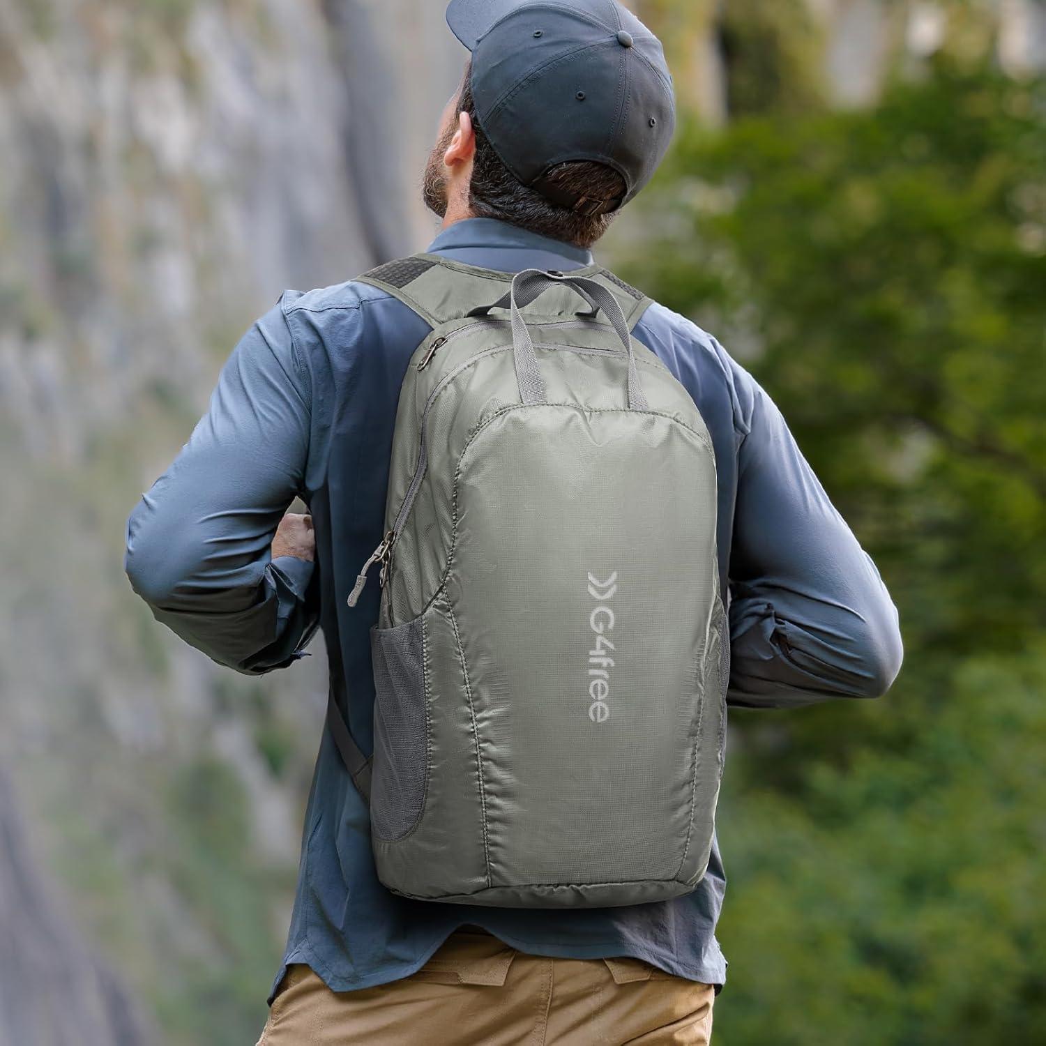 Mochila Plegable G4Free 25L Resistente al Agua Unisex Gris Verde