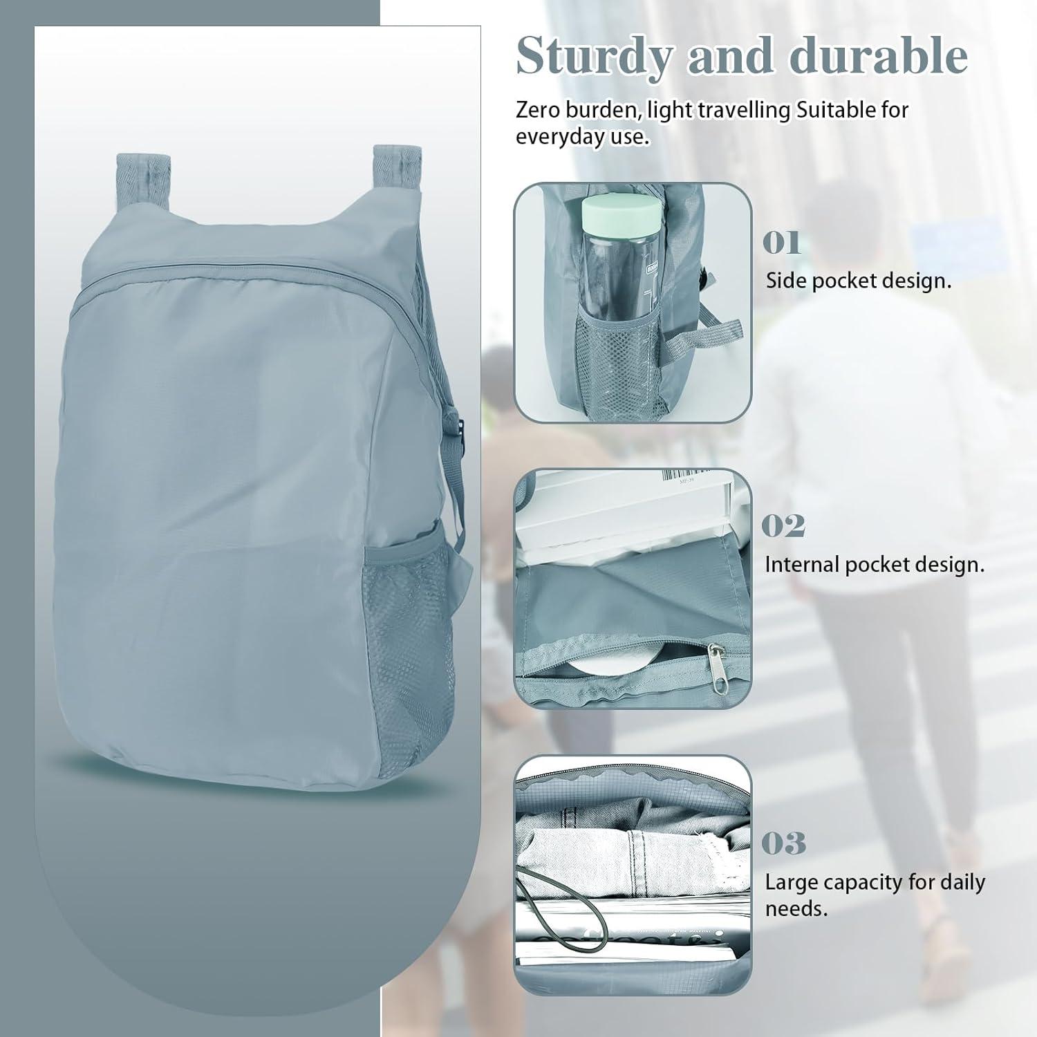 Mochila de Senderismo Plegable 15L Gris - Resistente al Agua