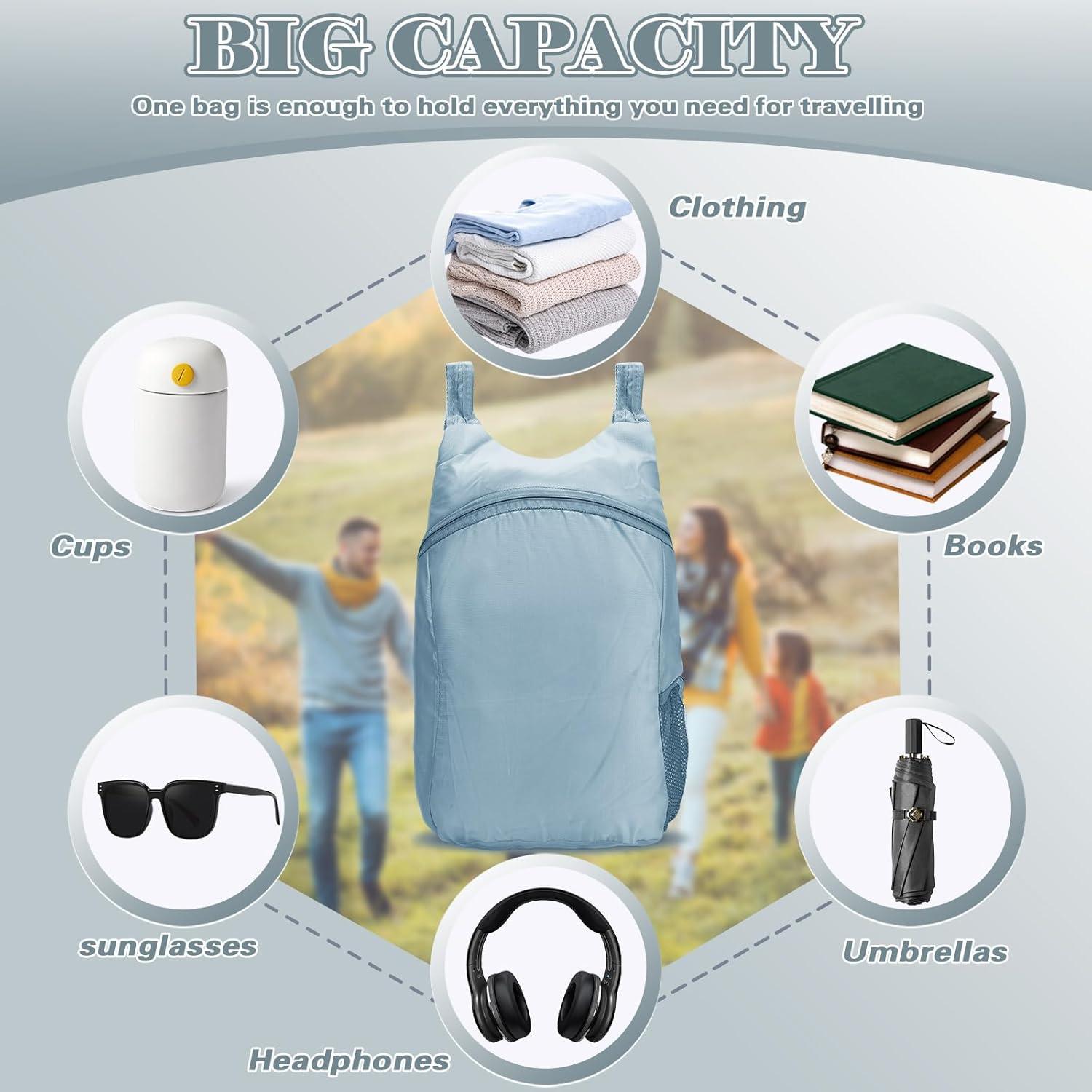 Mochila de Senderismo Plegable 15L Gris - Resistente al Agua