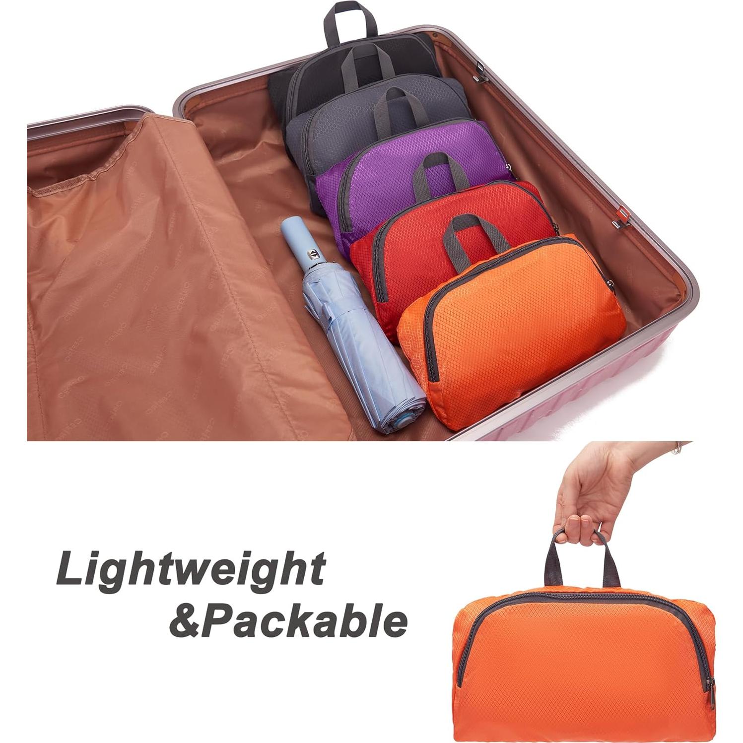 Mochila de Viaje Plegable YZAOLL 30L Resistente al Agua Naranja