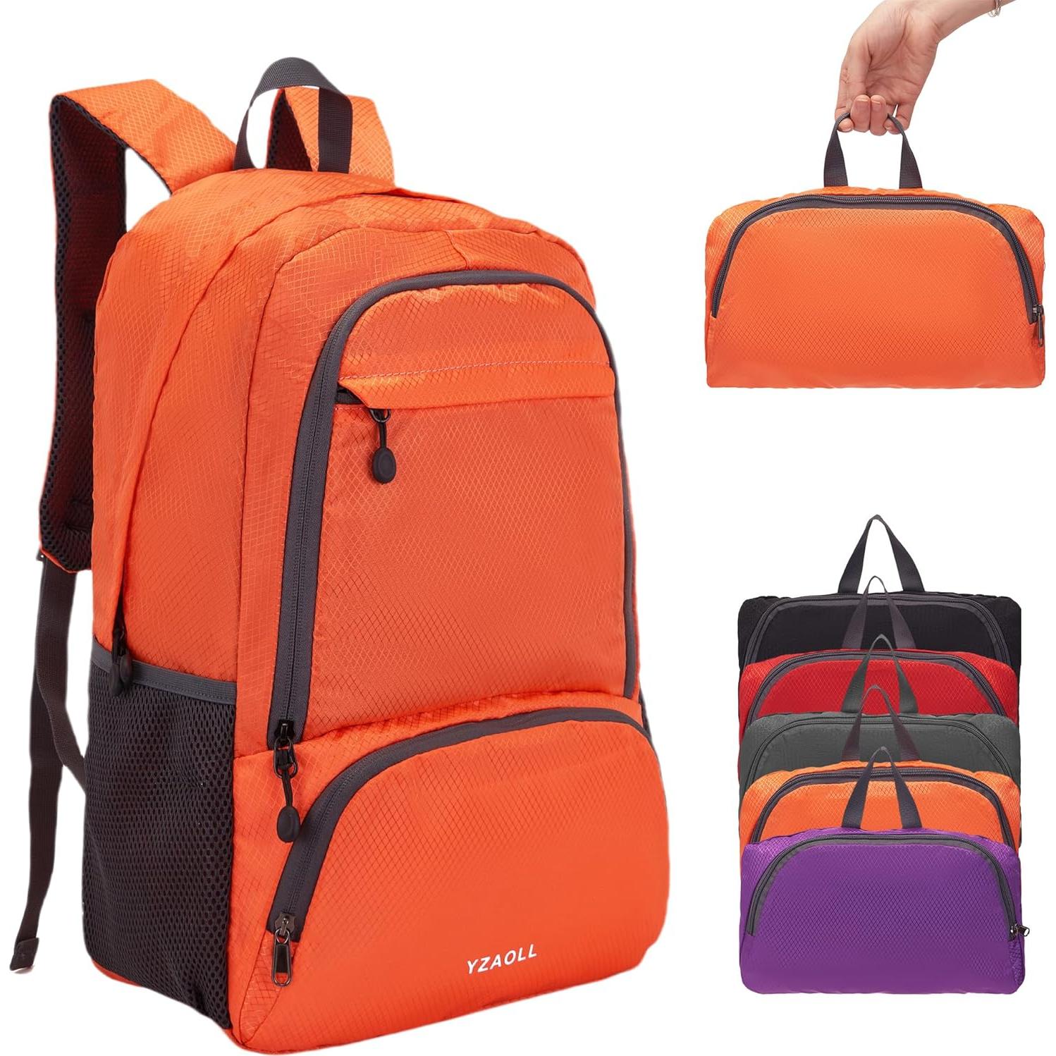 Mochila de Viaje Plegable YZAOLL 30L Resistente al Agua Naranja