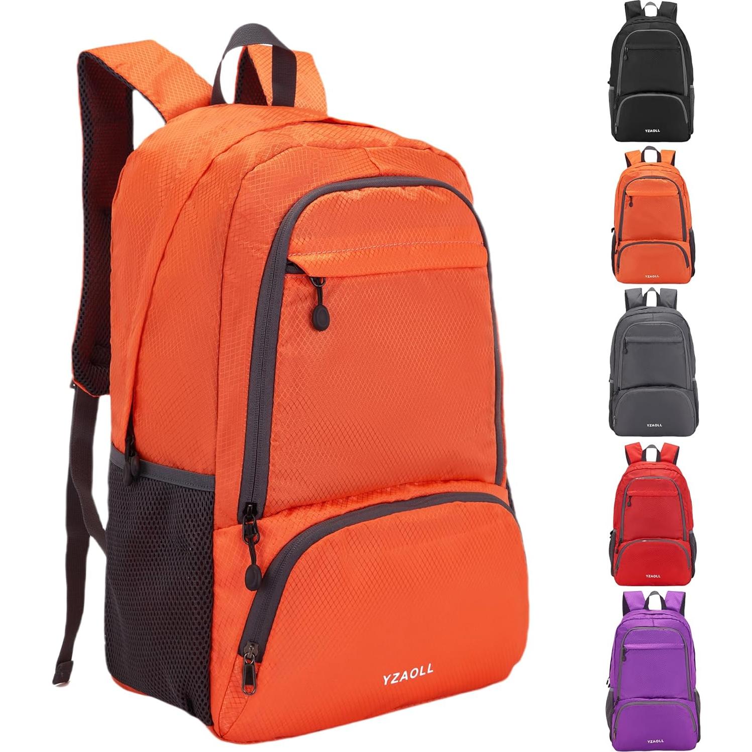 Mochila de Viaje Plegable YZAOLL 30L Resistente al Agua Naranja