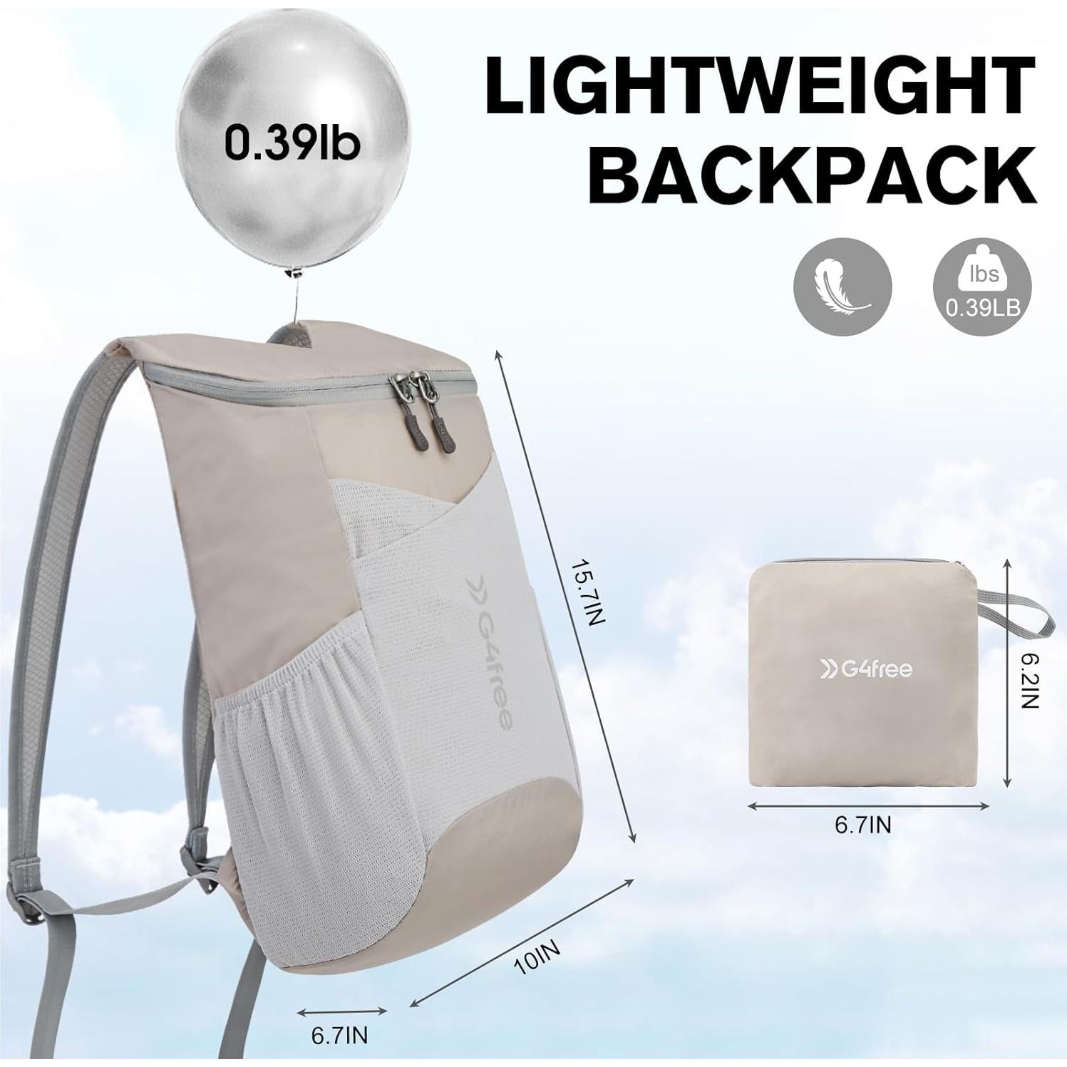Mochila de Senderismo G4Free 11L Plegable Gris Ultra Ligera