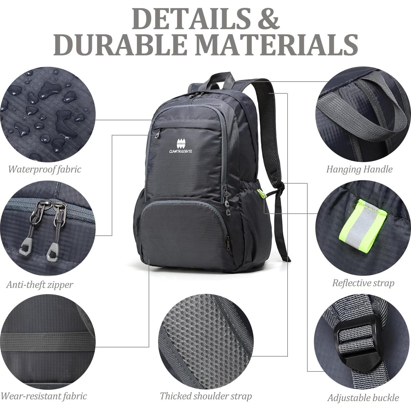 Mochila Plegable Ligera 30L CLANTRILOBITE Impermeable Unisex