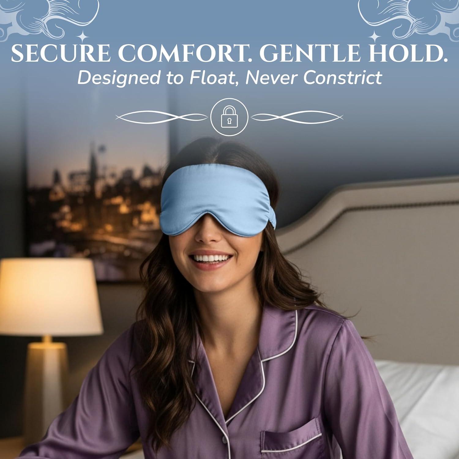 Máscara de Sueño de Seda de Morera Sleep Sanctuary 3D Azul